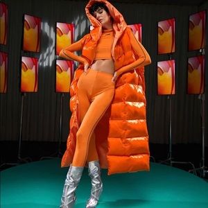 Brand NWT! Neon orange trench puffer bomber jacket!